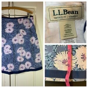 LL Bean Floral‎ Lined Skirt Side Zip Womens 10 Reg Favorite Fit Straight Preppy